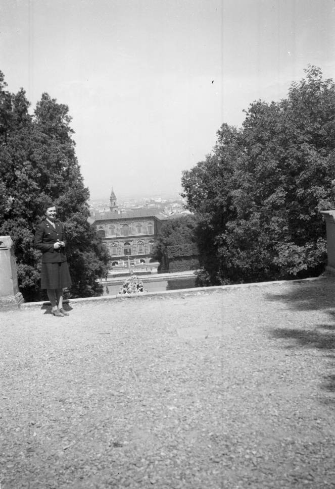 Italy_Helen_H_Werley_in_front_of_Pitti_Palace_in_Florence